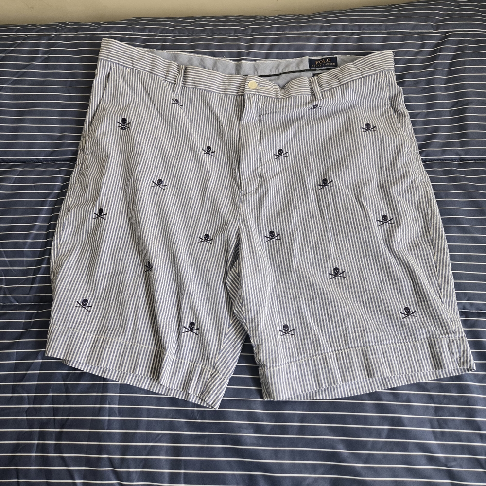 Polo Ralph Lauren Men's Blue Striped Flat Front Shorts